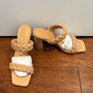 Braided Tan Women's Heels leather nude New Size 8